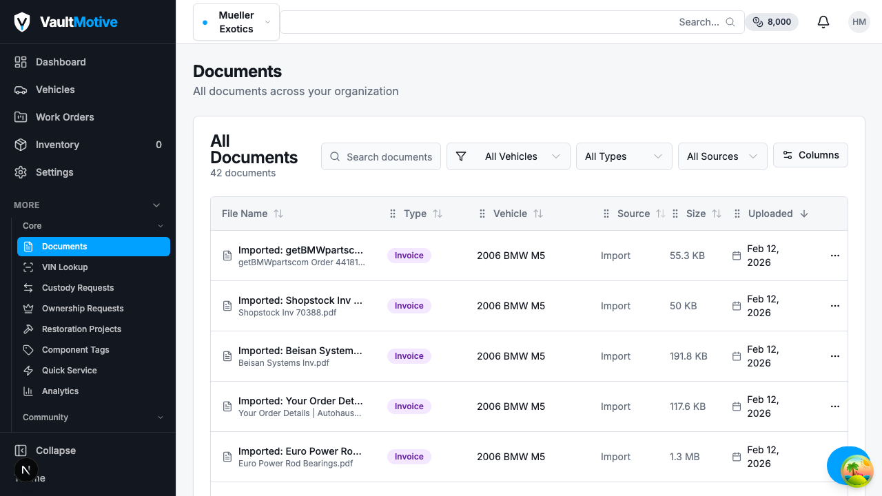 AI & Automation - Let AI handle the busywork. Document classification, data extraction, price estimation, packing slip import, and smart categorization.