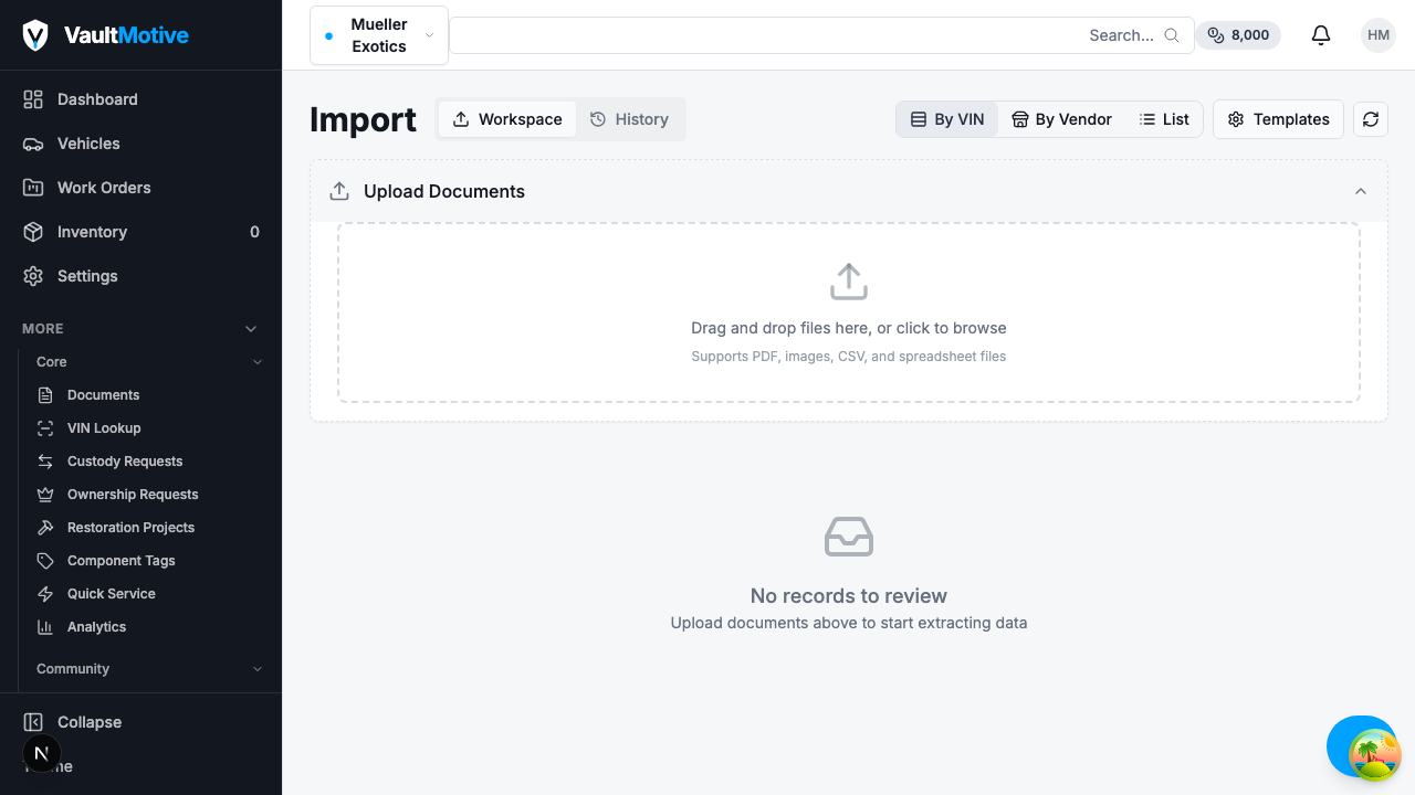 Bulk Import Workspace