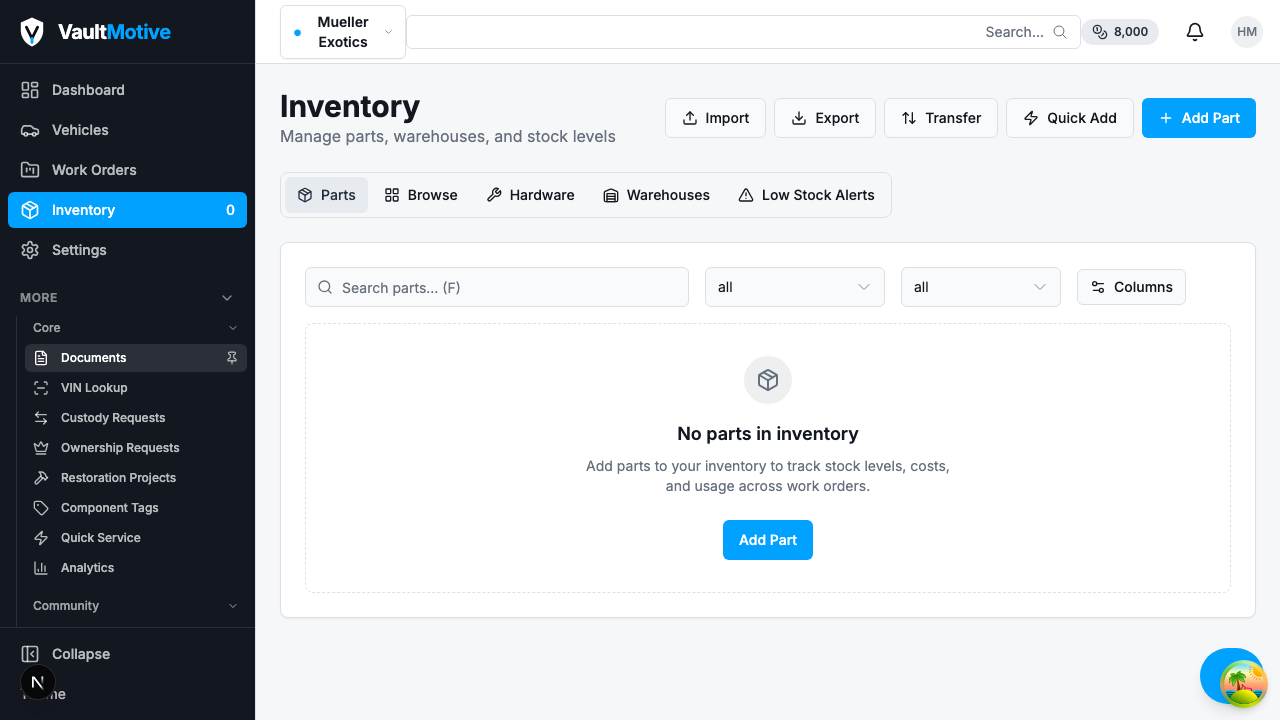 Parts Intelligence screenshot
